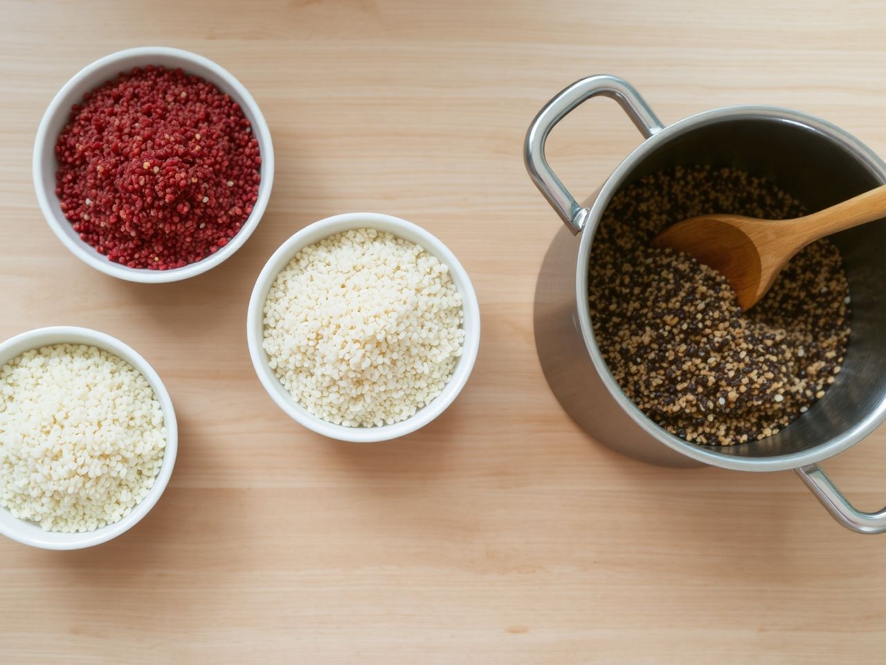 A quinoa három fő fajtája: fehér, piros és fekete.