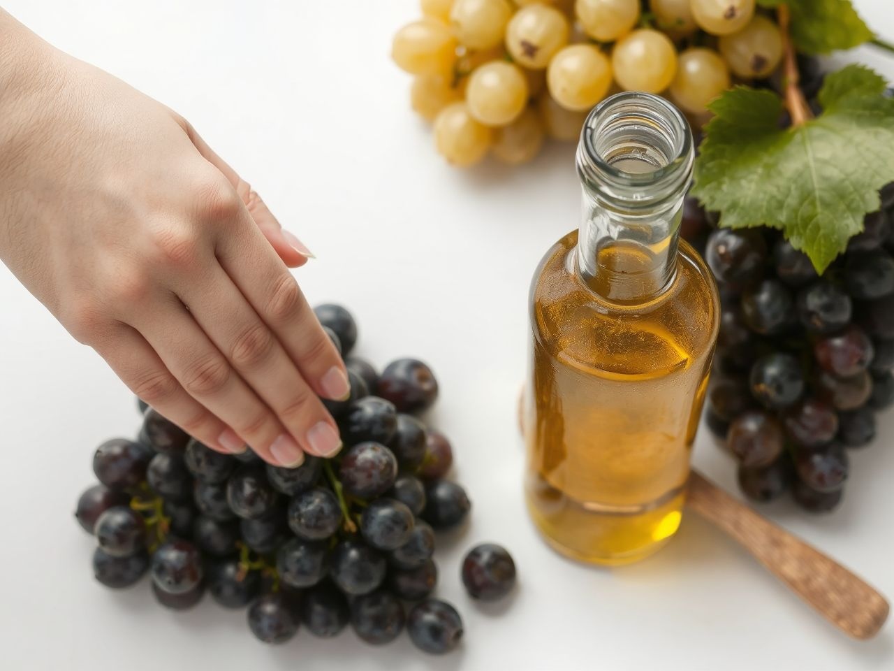 A szőlőmagolaj gazdag antioxidánsokban, ideális salátákhoz és bőrápoláshoz.