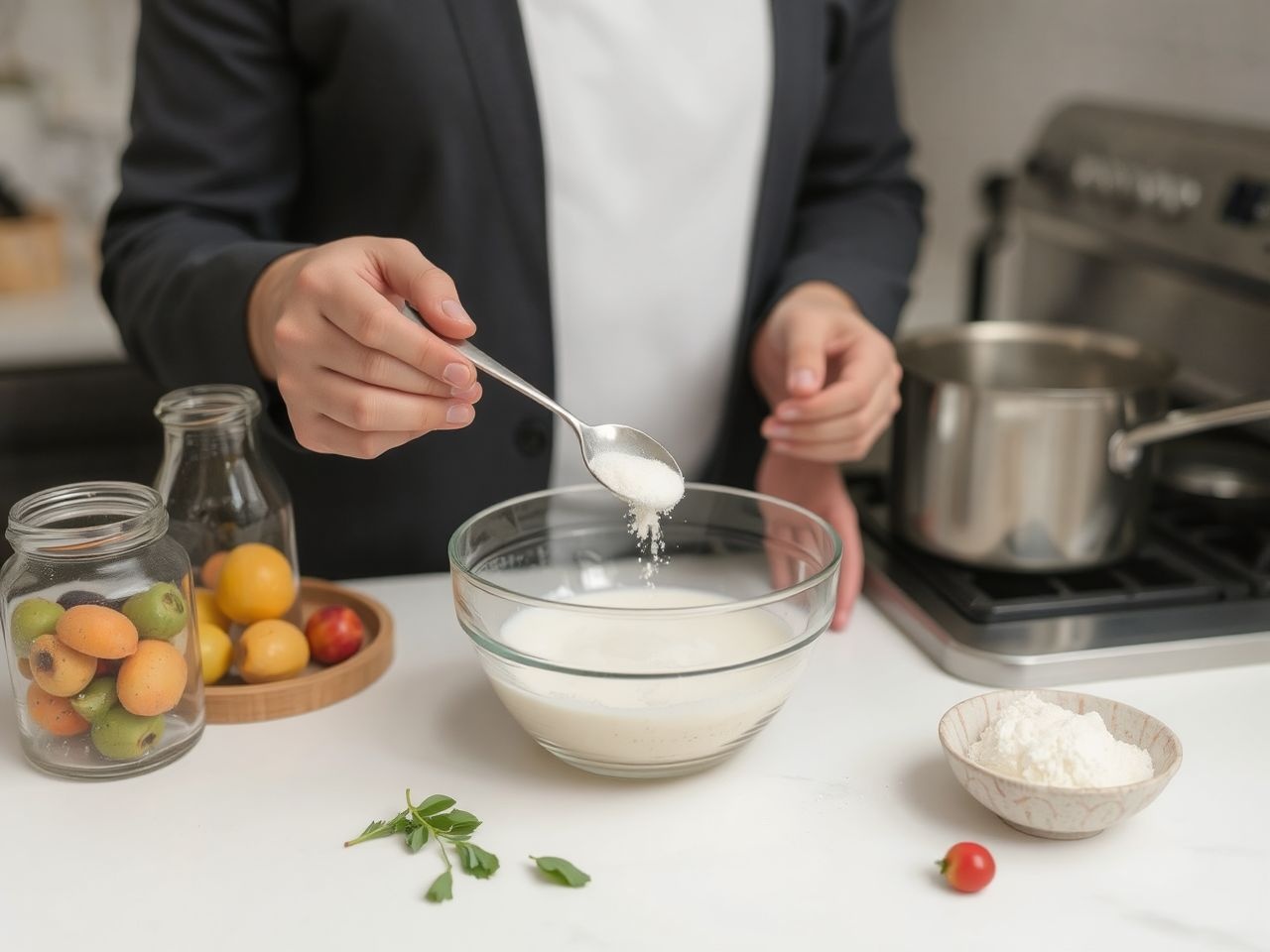 Az agar agar gyorsabban köt, mint a zselatin, hidegen.