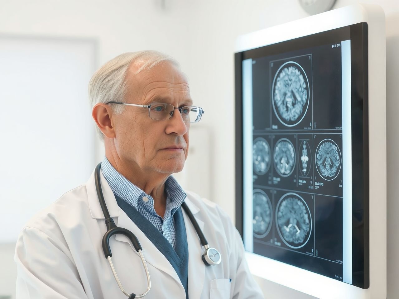 A radiológus pontosan értékeli az MR-képek szerkezeti részleteit.