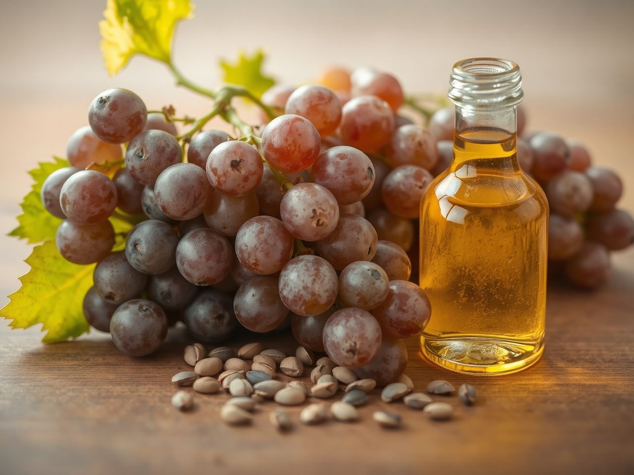 A szőlőmagolaj gazdag antioxidánsokban, támogatja a bőr egészségét.
