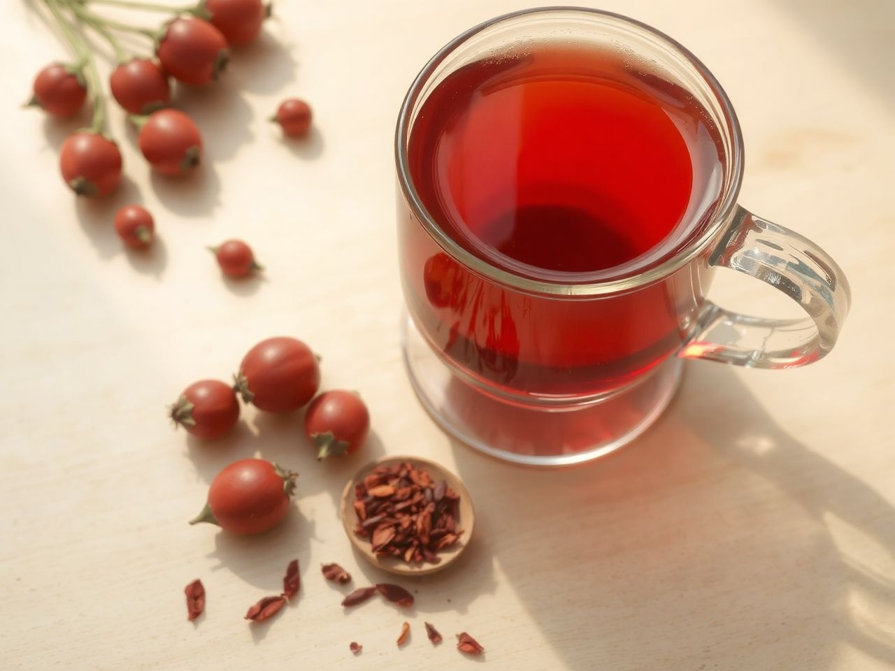A csipkebogyó tea gazdag C-vitaminban, immunerősítő hatású.