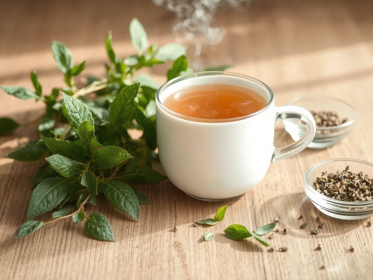 A vasfű tea erősíti az immunrendszert természetes antioxidánsokkal.