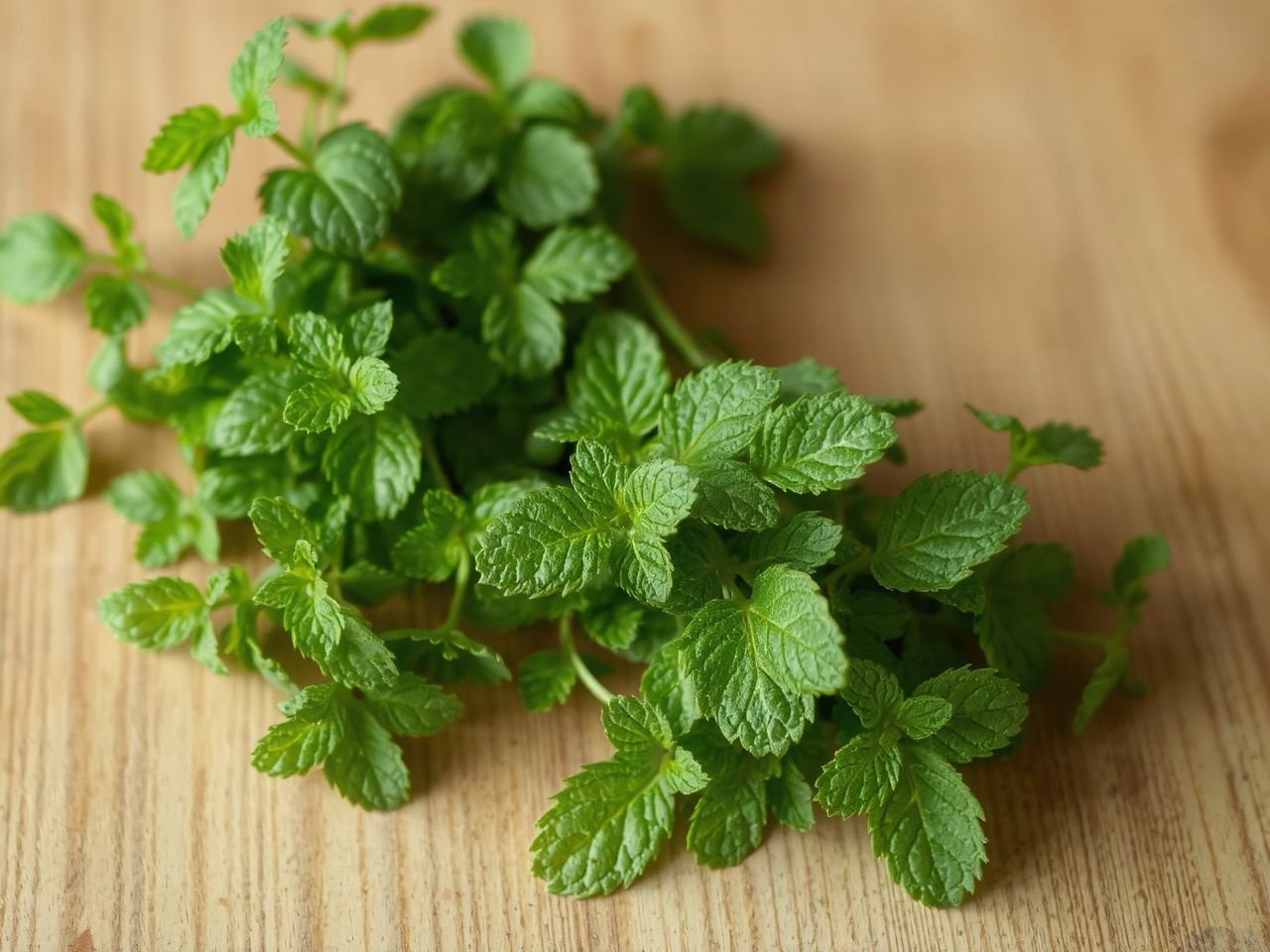 A jó minőségű fürtös menta erős illatú és friss levelekkel rendelkezik.