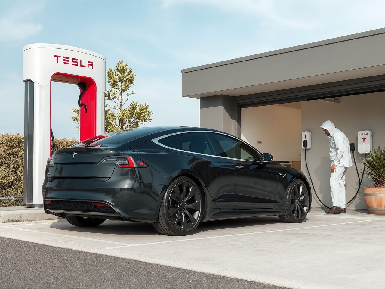 A Tesla Supercharger hálózat 30 perc alatt 80% töltést biztosít.