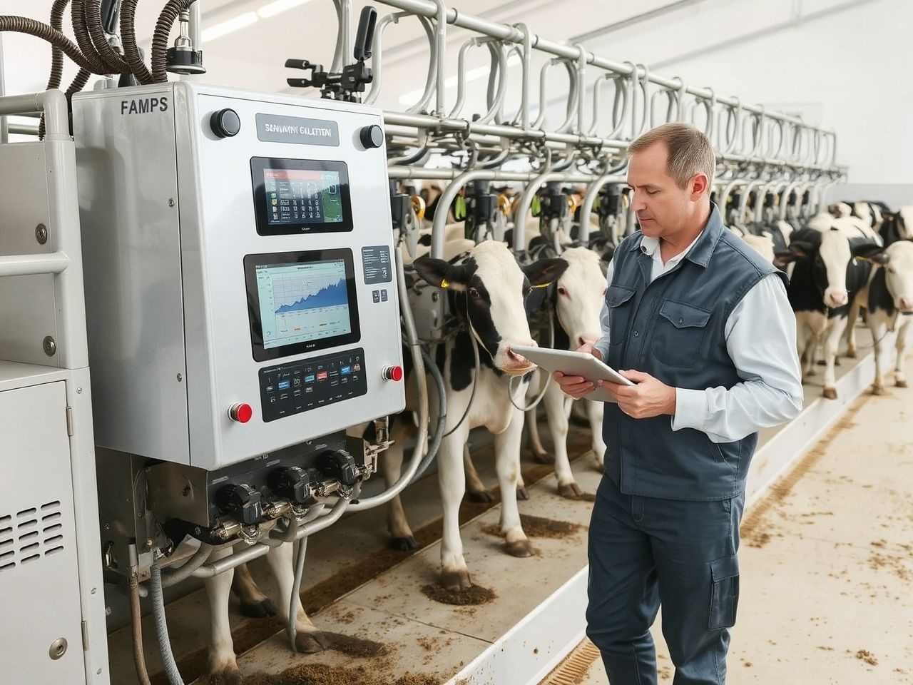 A fejőgép valós idejű adatokkal optimalizálja tejtermelést.