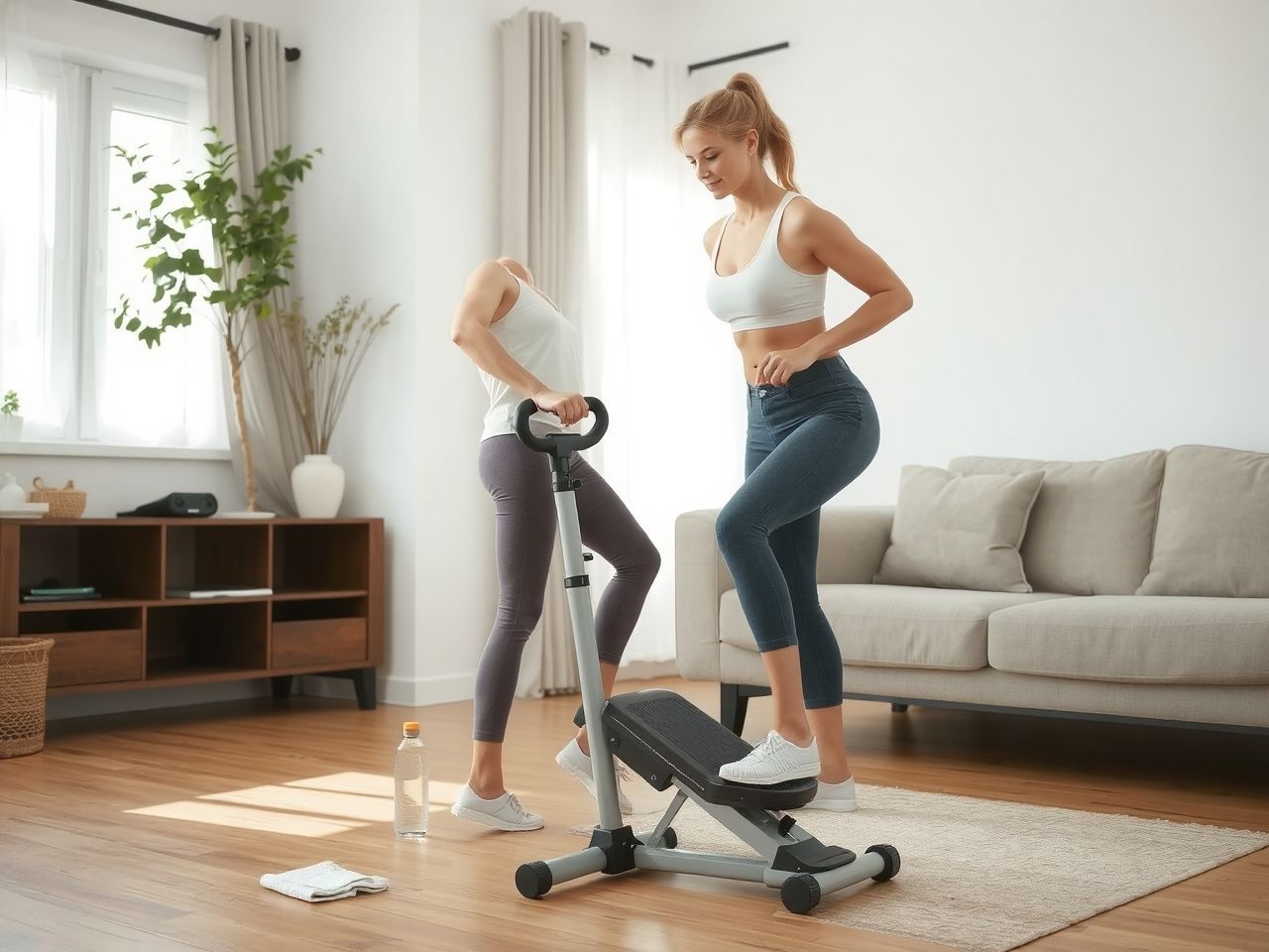 A mini stepper segít motivált maradni az edzés során.