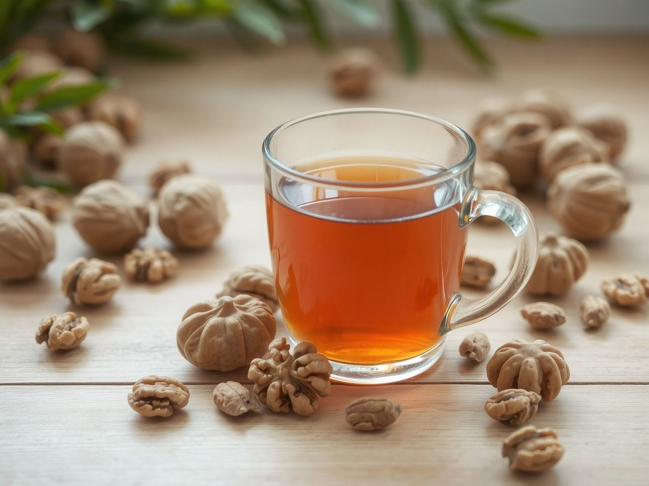 A dió tea gazdag E-vitaminban és antioxidánsokban a sejtvédelemért.