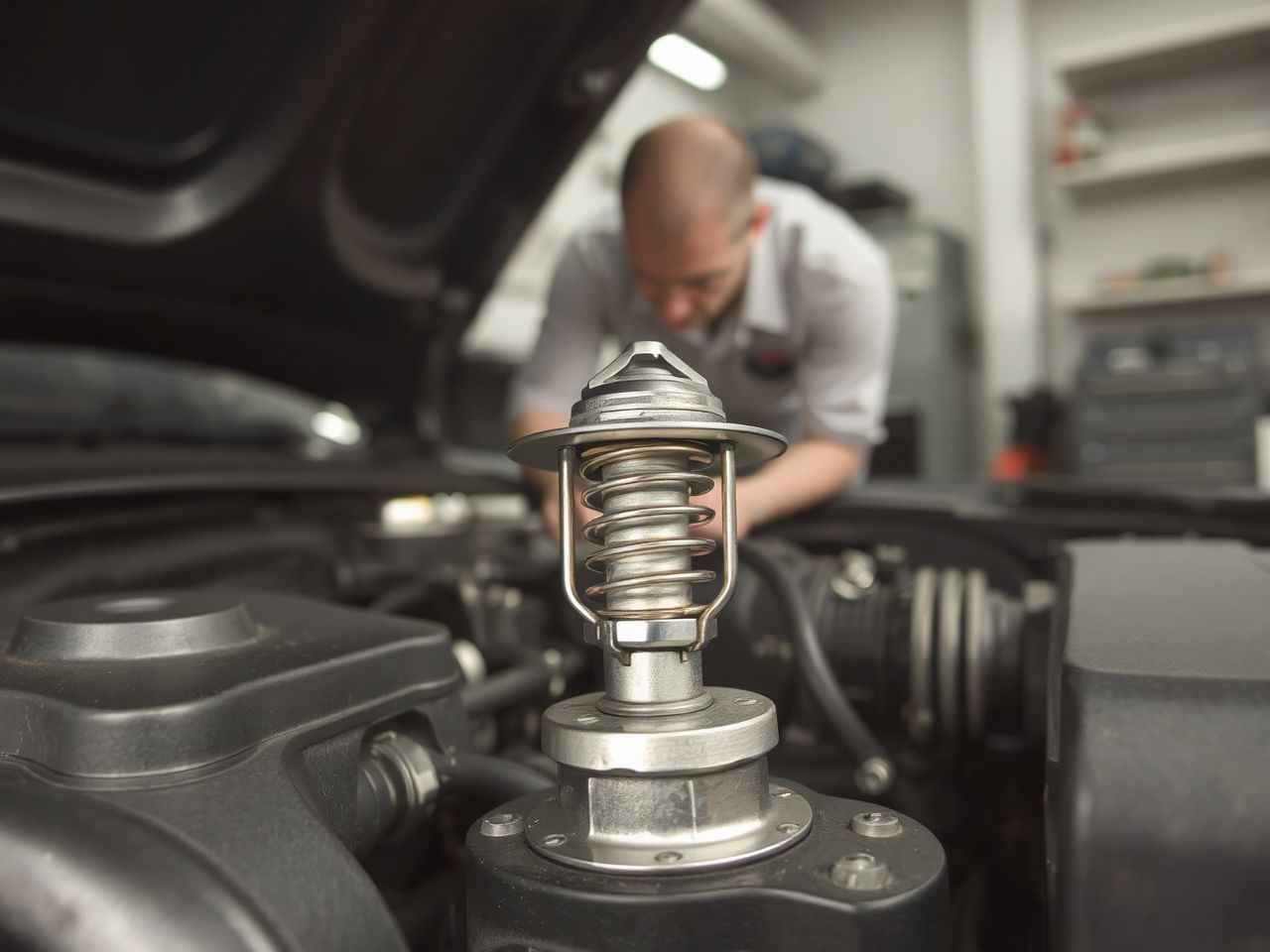 A termosztát optimalizálja a motor hőmérsékletét, csökkentve fogyasztást.