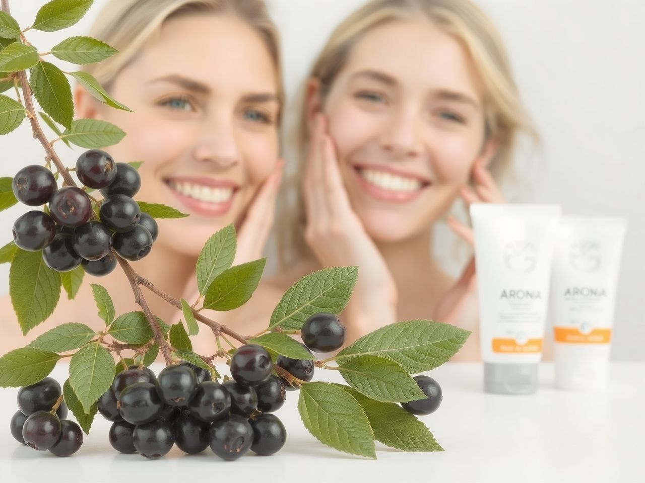 Az arónia erős antioxidánsai hozzájárulnak a bőrfiatalításhoz és UV-védelemhez.