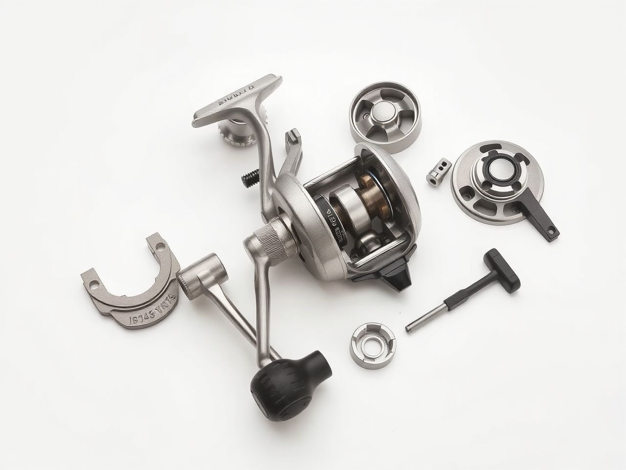 A horgászorsó fő alkatrészei precíz fogásért harmonizálnak.