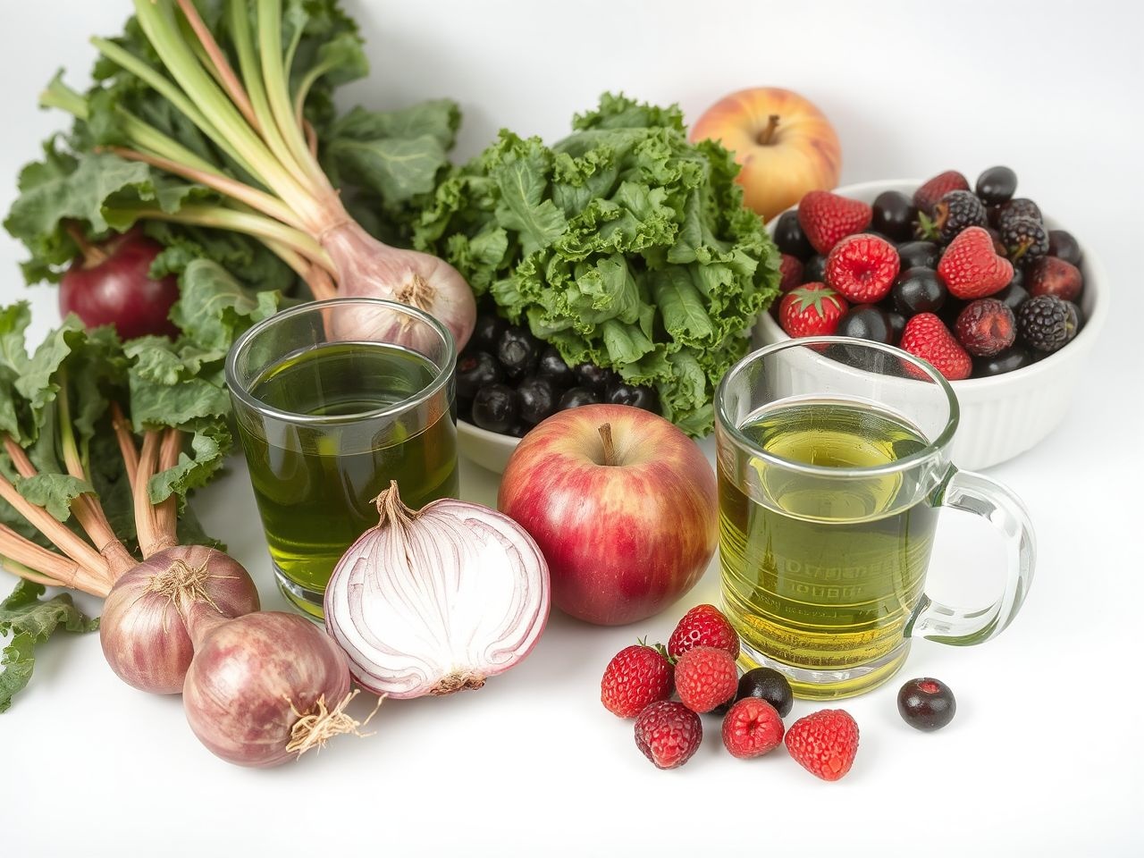 A kvercetin gazdag forrásai a hagyma, alma és bogyós gyümölcsök.