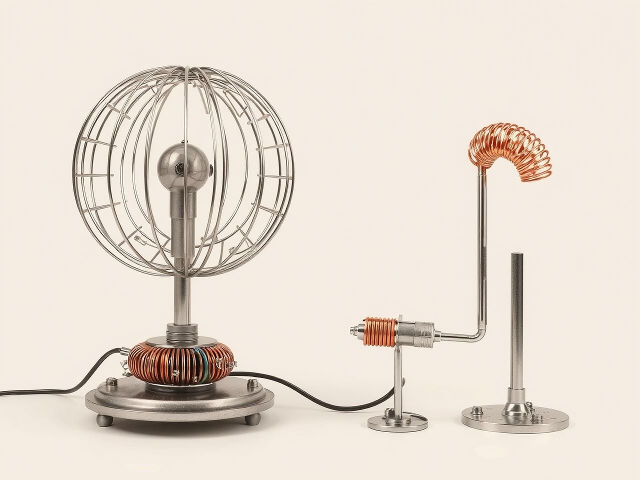 A Tesla gömb belsejében impulzusgenerátor és magasfeszültségű transzformátor található.