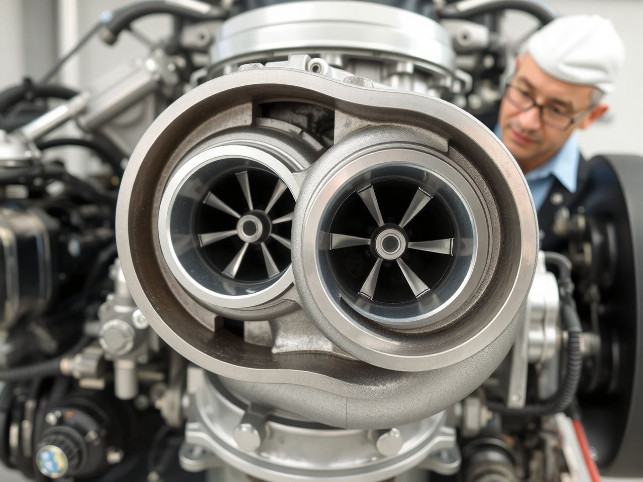 A twin scroll turbó két külön turbinaellégtérrel csökkenti a turbólyukat.