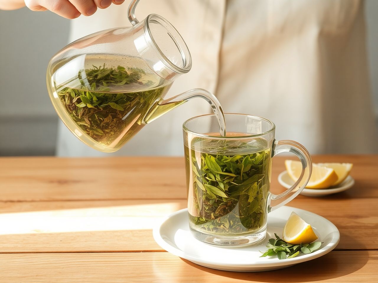 A zöld tea fogyasztása élénkíti az anyagcserét és antioxidánsokat biztosít.