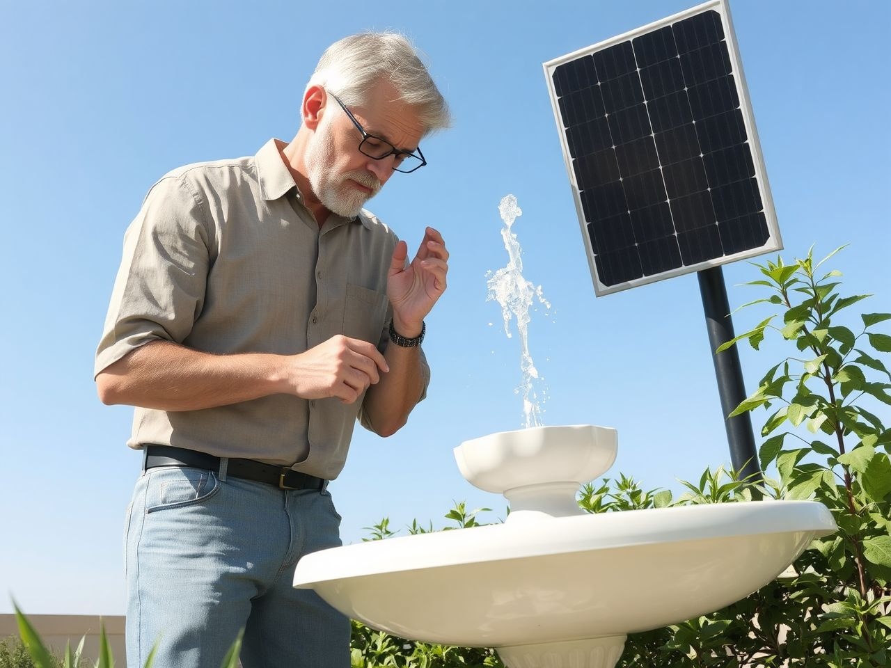 A napelemes szökőkút rendszeres tisztítása meghosszabbítja élettartamát.