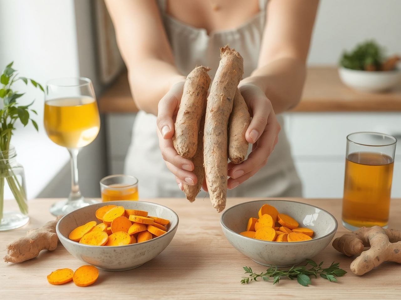 A kurkuma és gyömbér teákban és smoothiekban könnyen fogyaszthatóak.