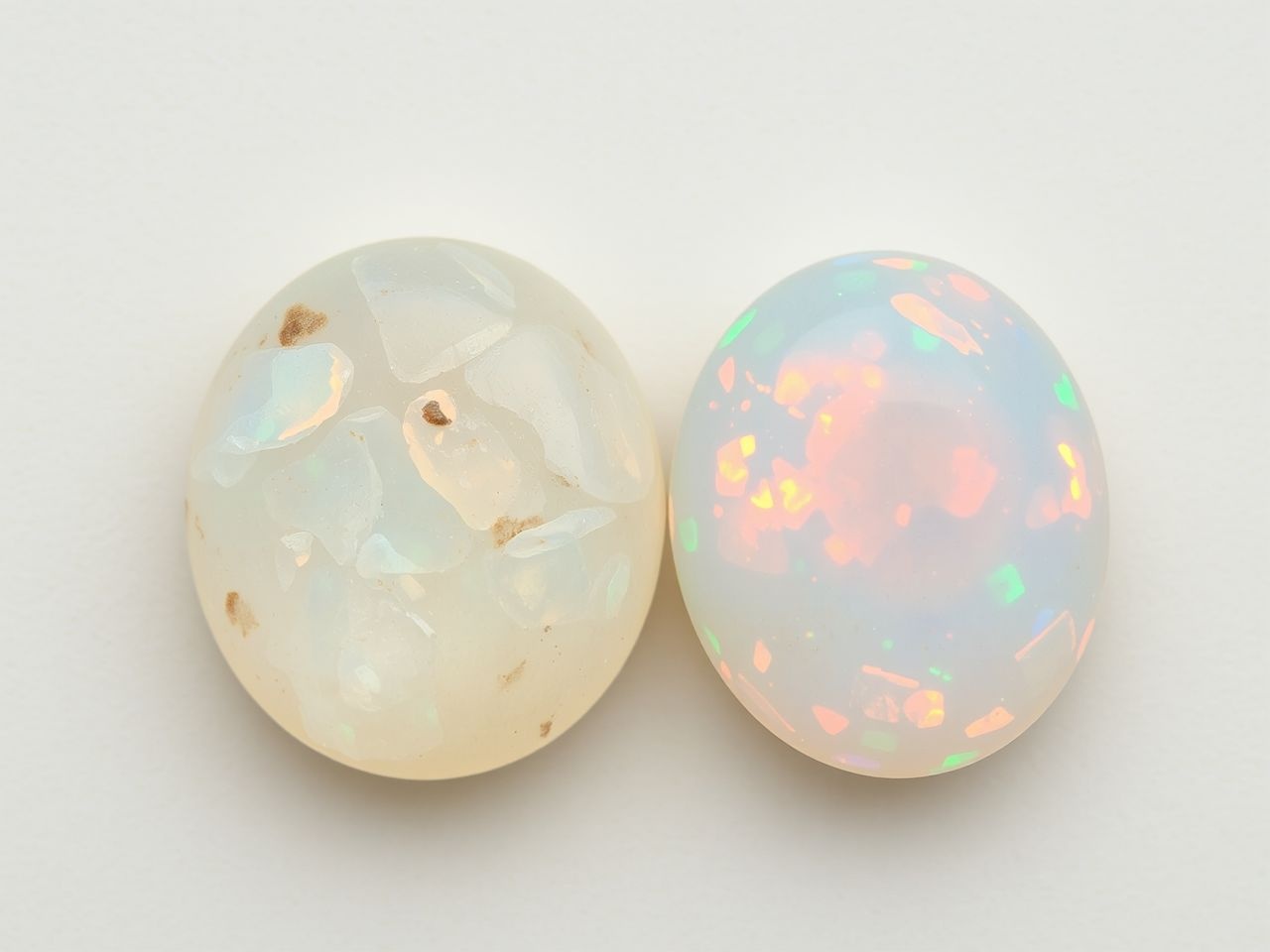 A természetes opál egyedi mintázata eltér a szintetikusétól.