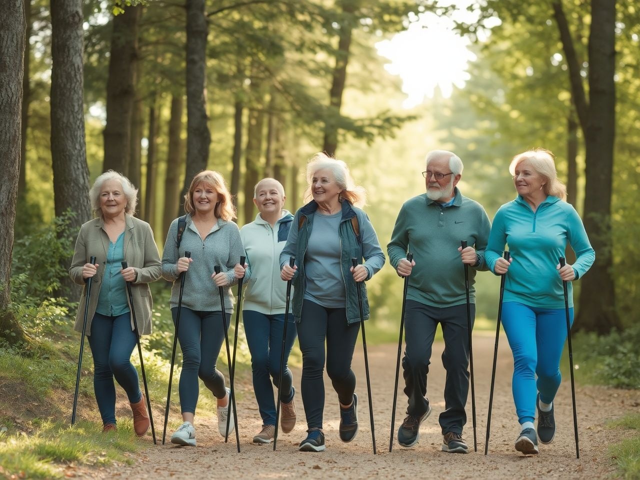 A csoportos Nordic walking növeli a motivációt és fejlődést.