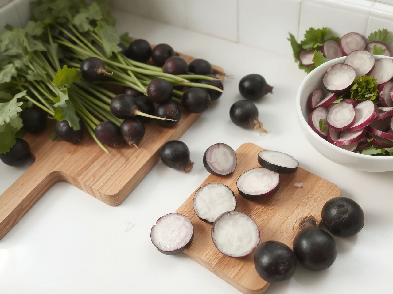 A fekete retek pikáns íze fokozza az ételek egészségét.