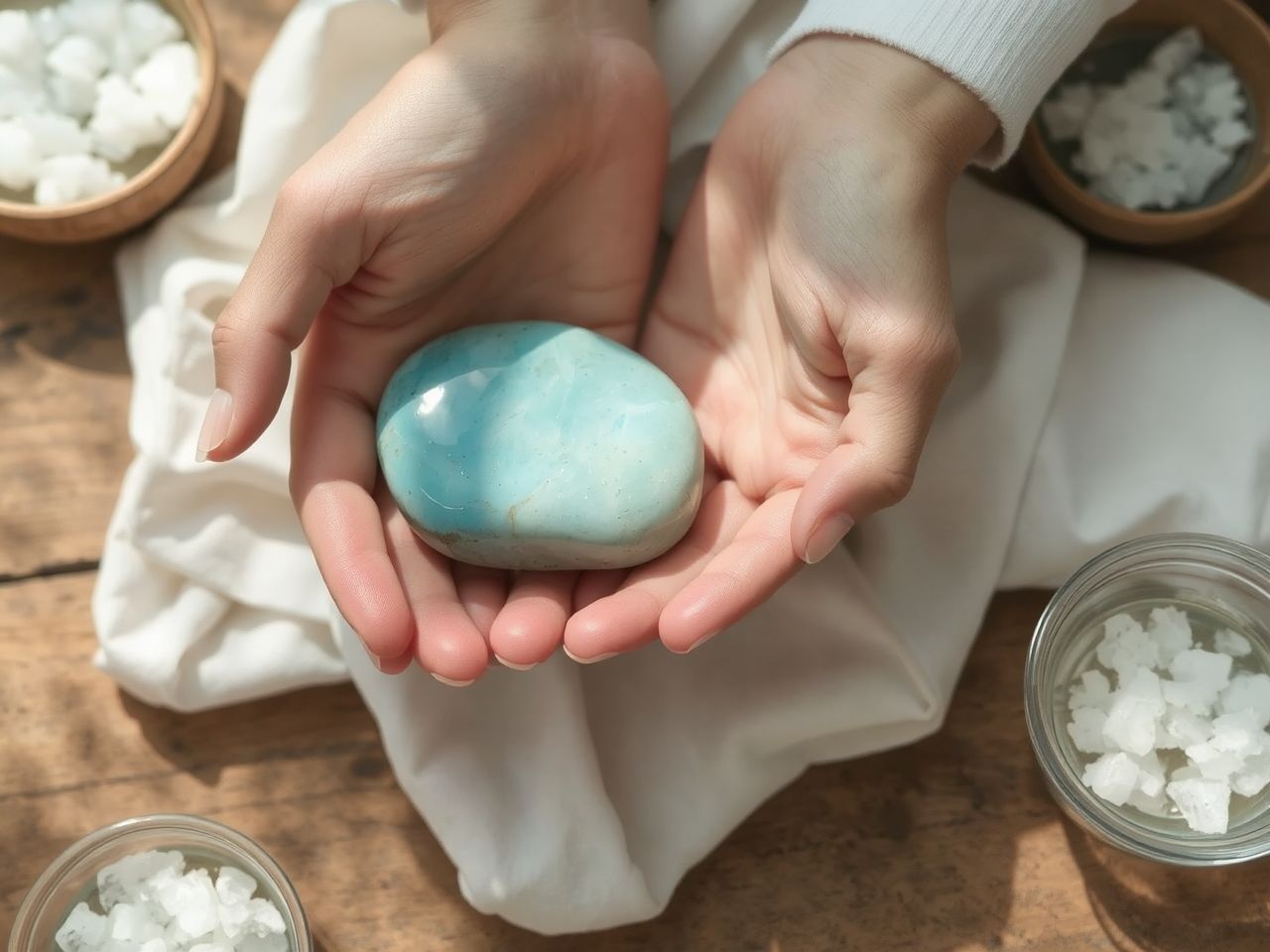 A tibeti türkiz sósvizes sóval való tisztítása energiát ad.