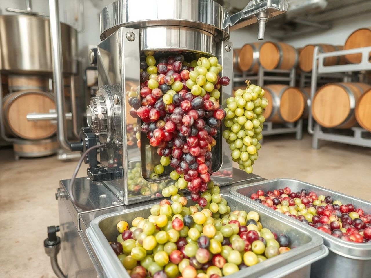 A zúzó bogyózó finomítja a must textúráját és aromáját.