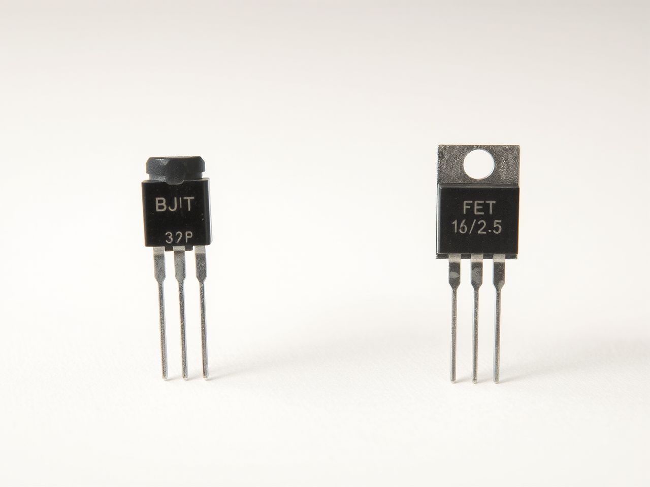 A BJT gyorsabb kapcsolásra, míg FET alacsony fogyasztásra ideális.