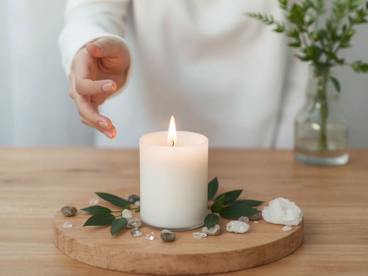 A fehér gyertya letisztult energiával tisztítja a teret.