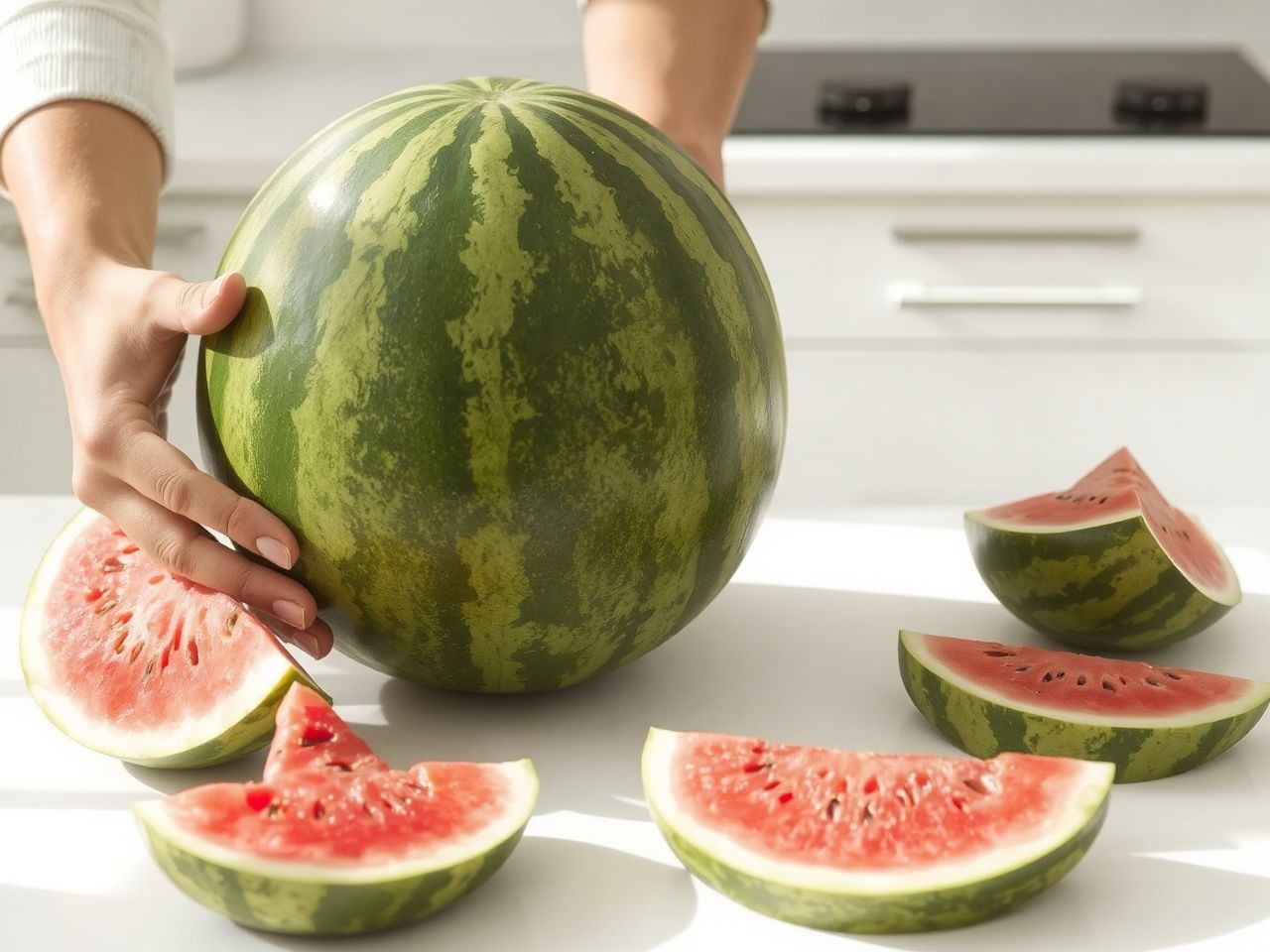 A görögdinnye érettségét a kemény héj és édes illat jelzi.