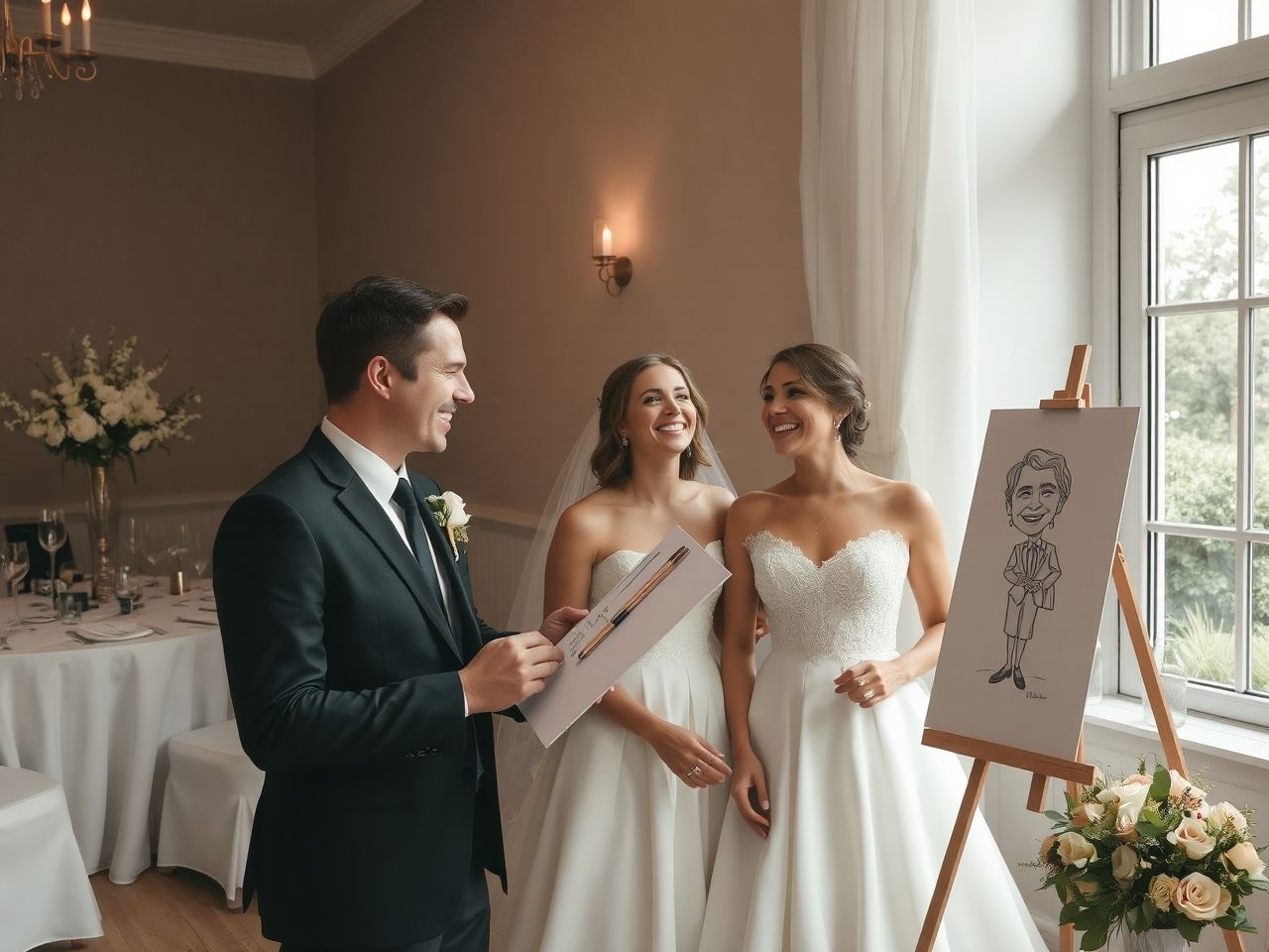 Modern esküvőkön a karikatúrák egyedi, szórakoztató emlékek.