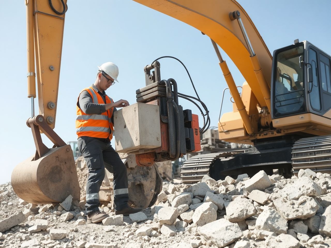 A hidraulikus bontókalapács hatékonyan bont falakat és betont.