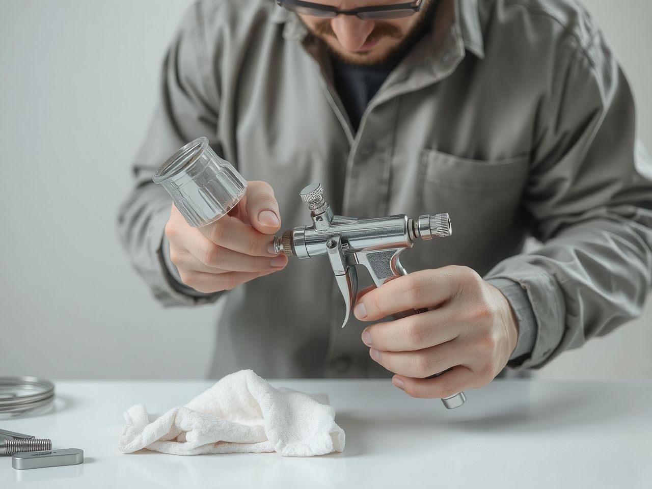 A rendszeres tisztítás meghosszabbítja a festékszóró pisztoly élettartamát.