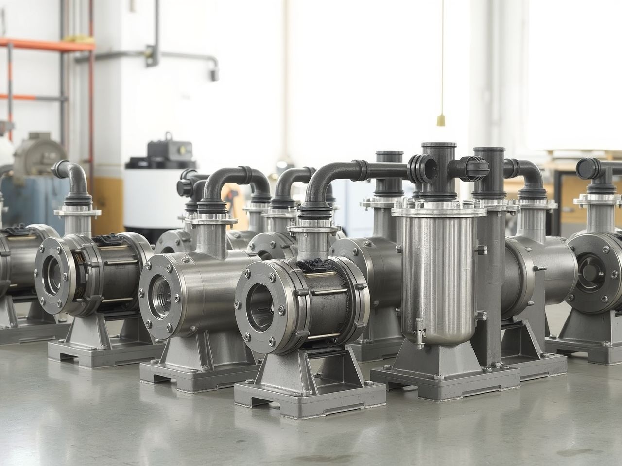 A vízgyűrűs vákuumszivattyúk többféle tengelyirányú konfigurációban elérhetők.