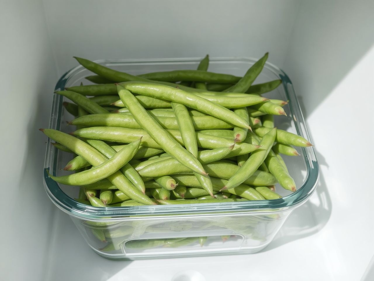 A zöldbabot hűtőben légmentesen tároljuk a frissességért.