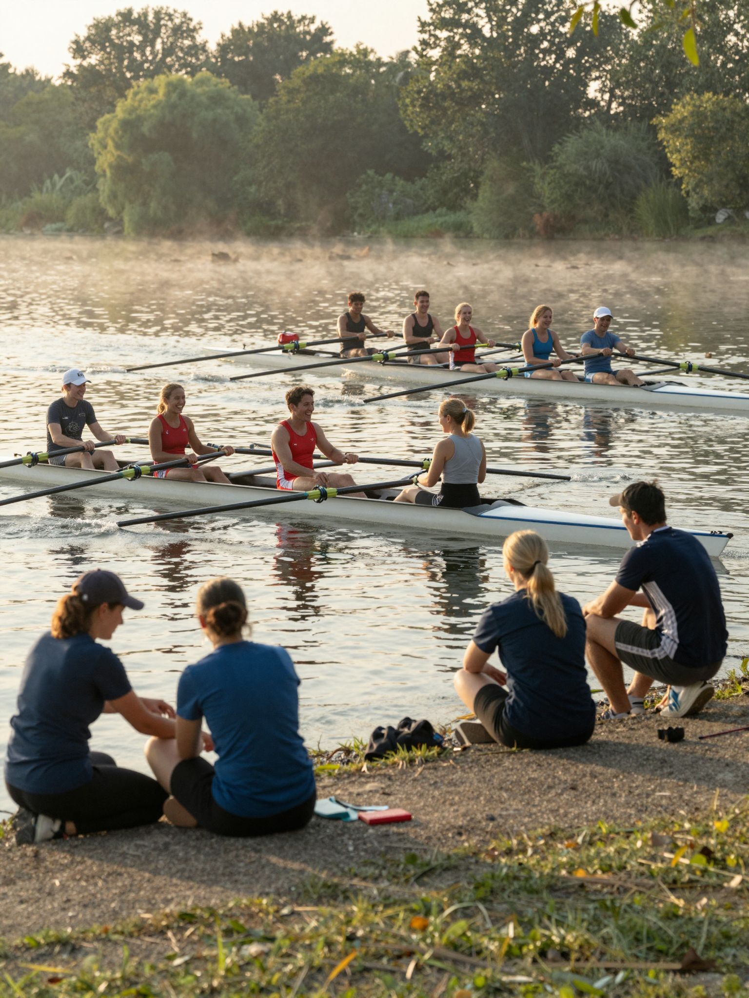Az evezés közösségi élménye erősíti a baráti kötelékeket.