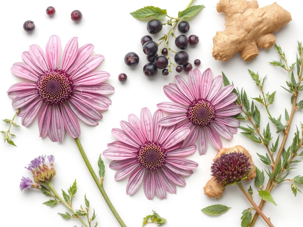 Az echinacea fokozhatja a cink és C-vitamin hatását.