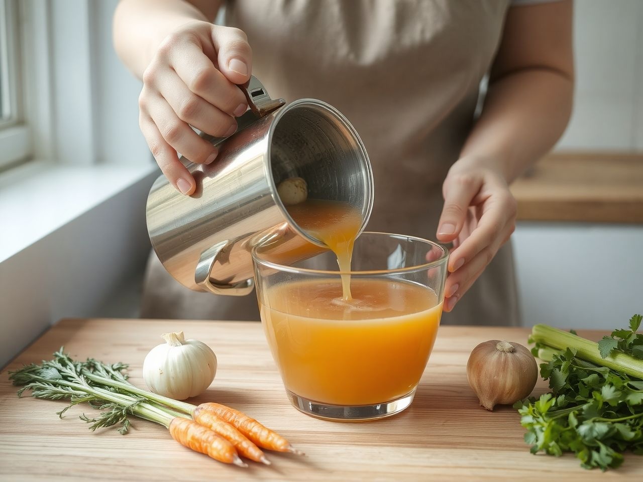 A hosszú, lassú főzés kihozza a csontleves gazdag ízét.