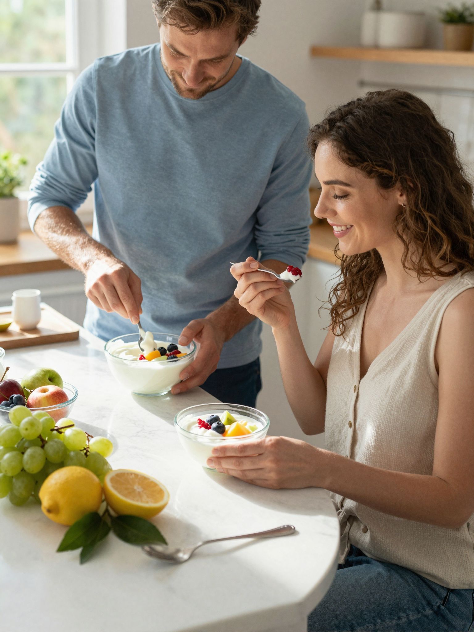 A natúr joghurt probiotikumai jótékonyan támogatják a bélflórát.