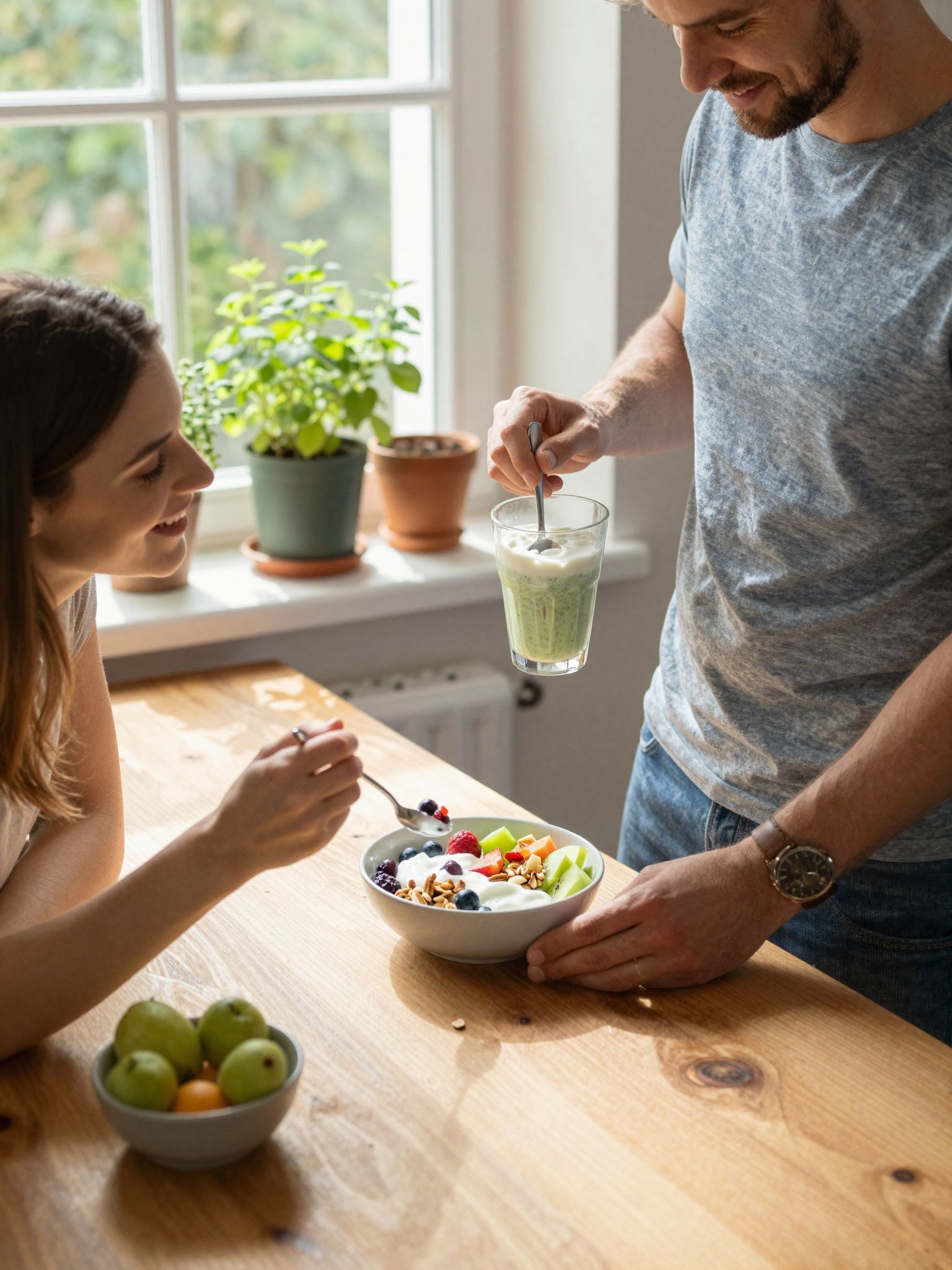 A natúr joghurt támogatja a bélflóra egyensúlyát.